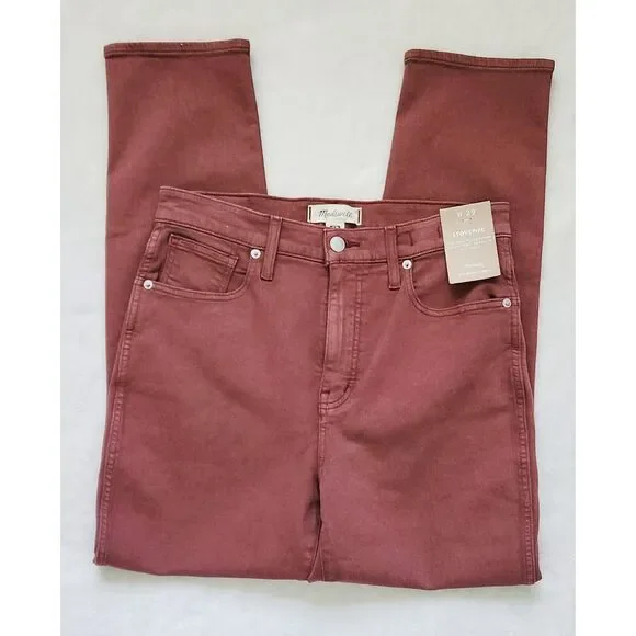 NWT Madewell stovepipe high rise fitted burgundy jeans - Picture 4 of 4